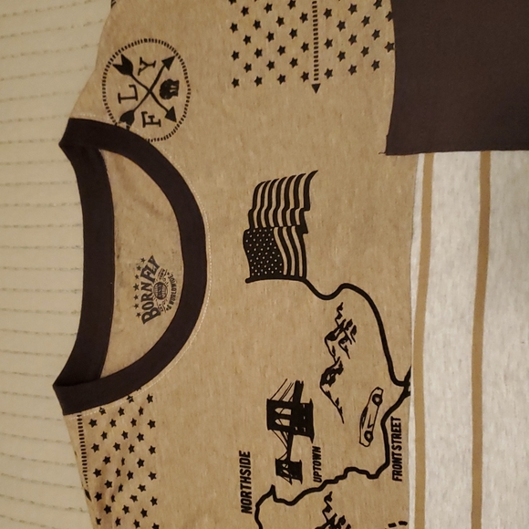 Born Fly Size 3XL T-shirt Tan and Brown - Picture 2 of 16